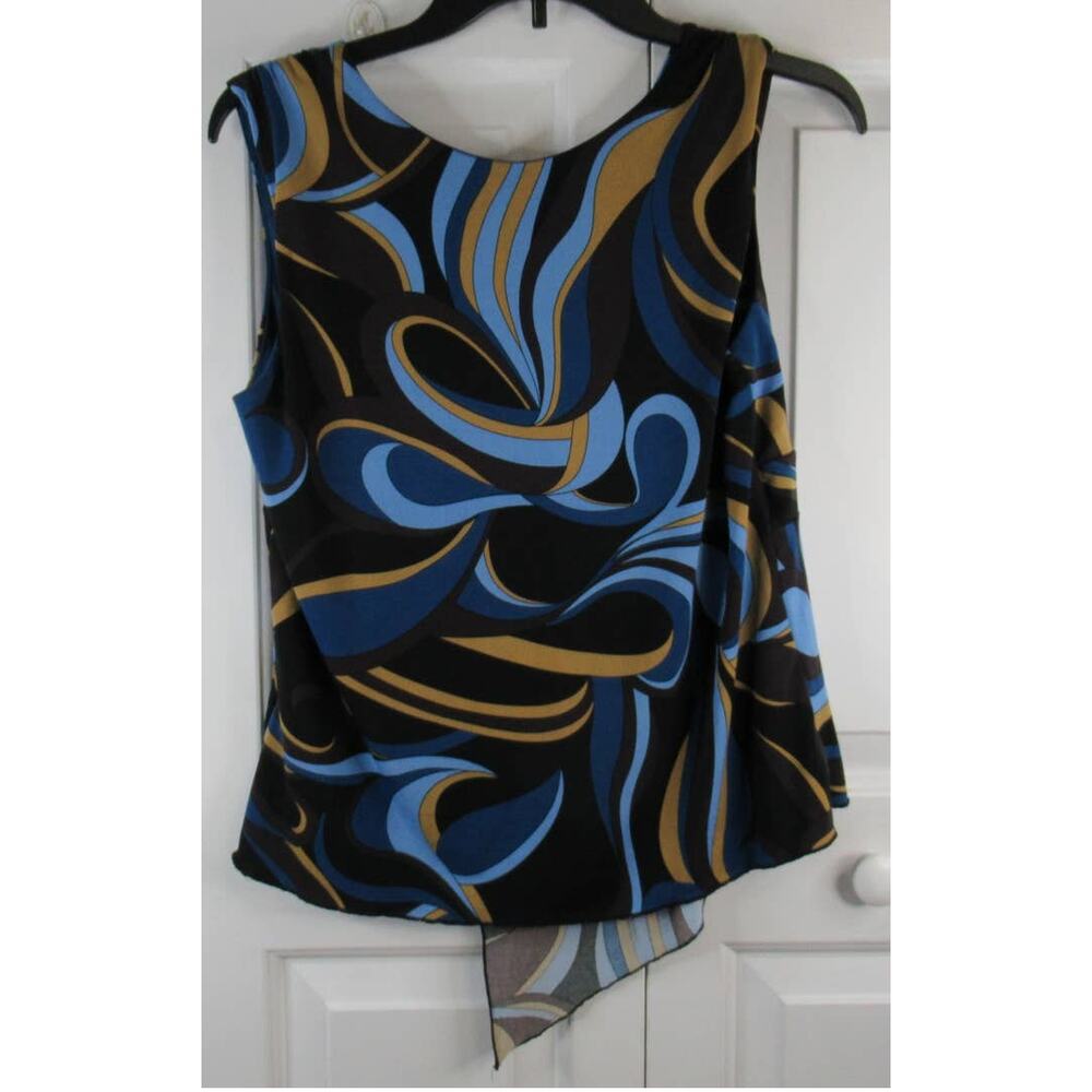 Cato Sleeveless Blue and Brown Spiral v-neck Blouse - Picture 2 of 3